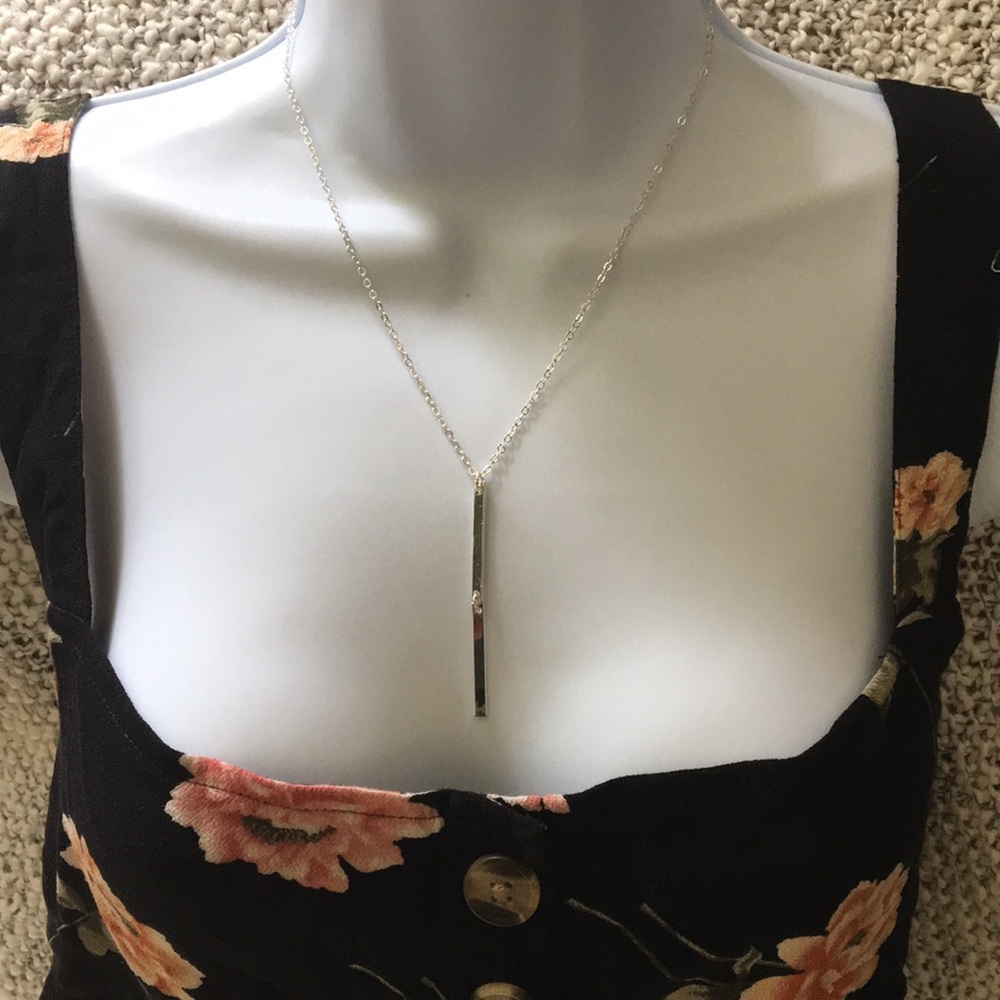 ** Buy 2 get FREE SHIPPING ** Silvertone Double Bar Necklace NWT 18” Chain